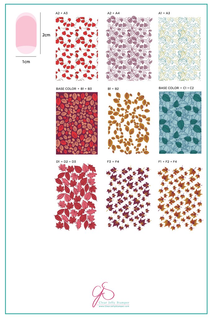 Lovely Layered Leaves (CjS-85)   - Clear Jelly Stamping Plate Main image