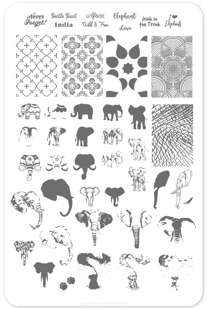 Everything Elephant (CjS LC-44) - Clear Jelly Stamping Plate