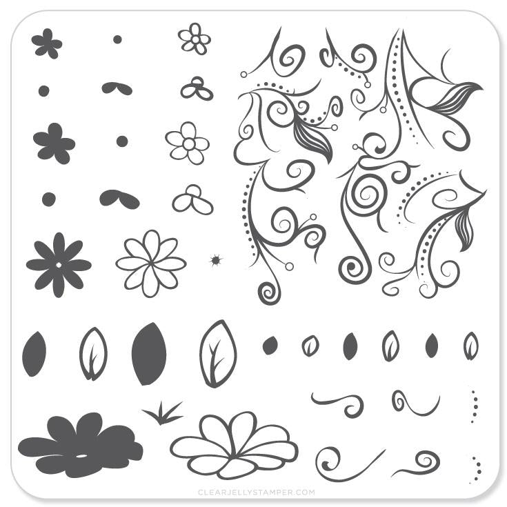 Floral Swirl 2 (CjS-14) - CJS Small Stamping Plate Main image