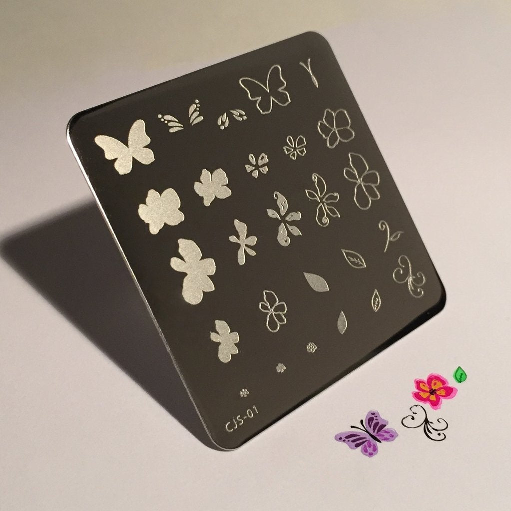 Flower and Butterfly (CjS-01) - CJS Small Stamping Plate Secondary image