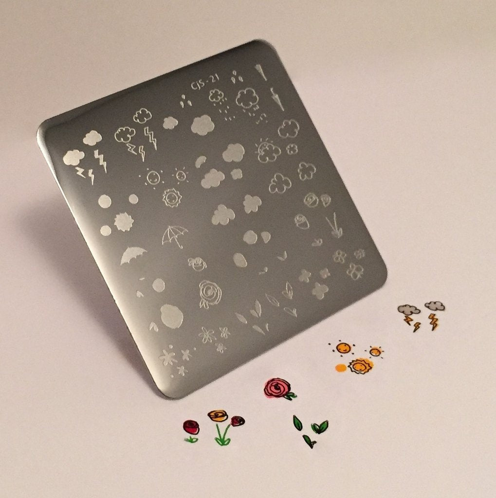 Flower and Sky Doodle (CjS-21) - CJS Small Stamping Plate Secondary image