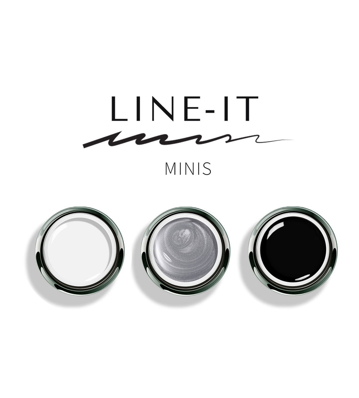 Classic Set of 3 Line-It Colors FULL Size Jars - Black, White & Aluminum Gel Play UV/LED Main image