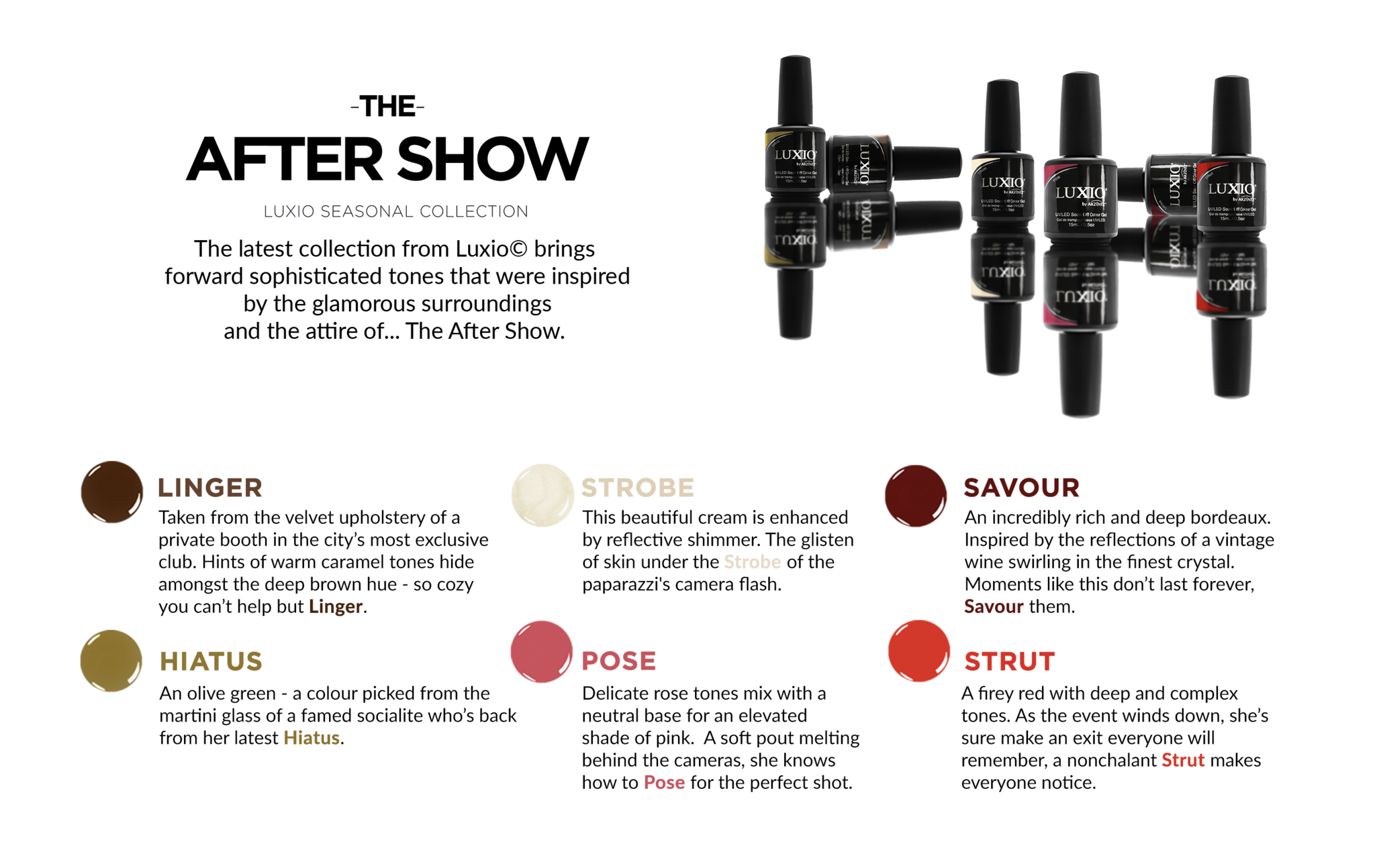 The After Show Collection - FULL SIZE Bottles - Linger, Pose, Hiatus, Strobe, Savour, Strut Secondary image