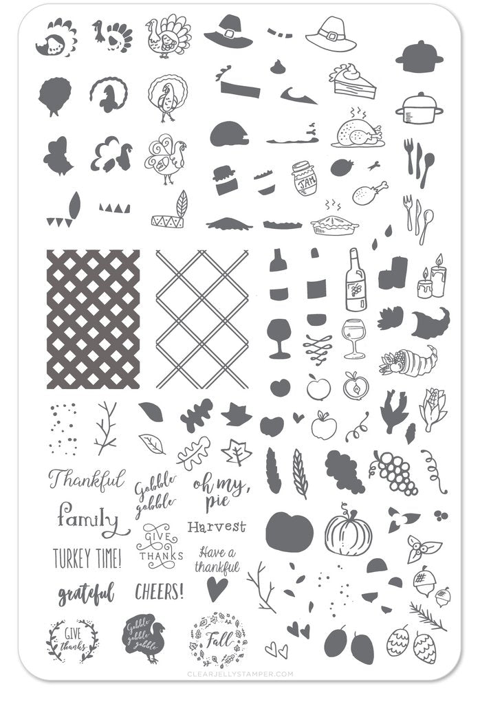 Give Thanks (CjS H-15) - Clear Jelly Stamping Plate
