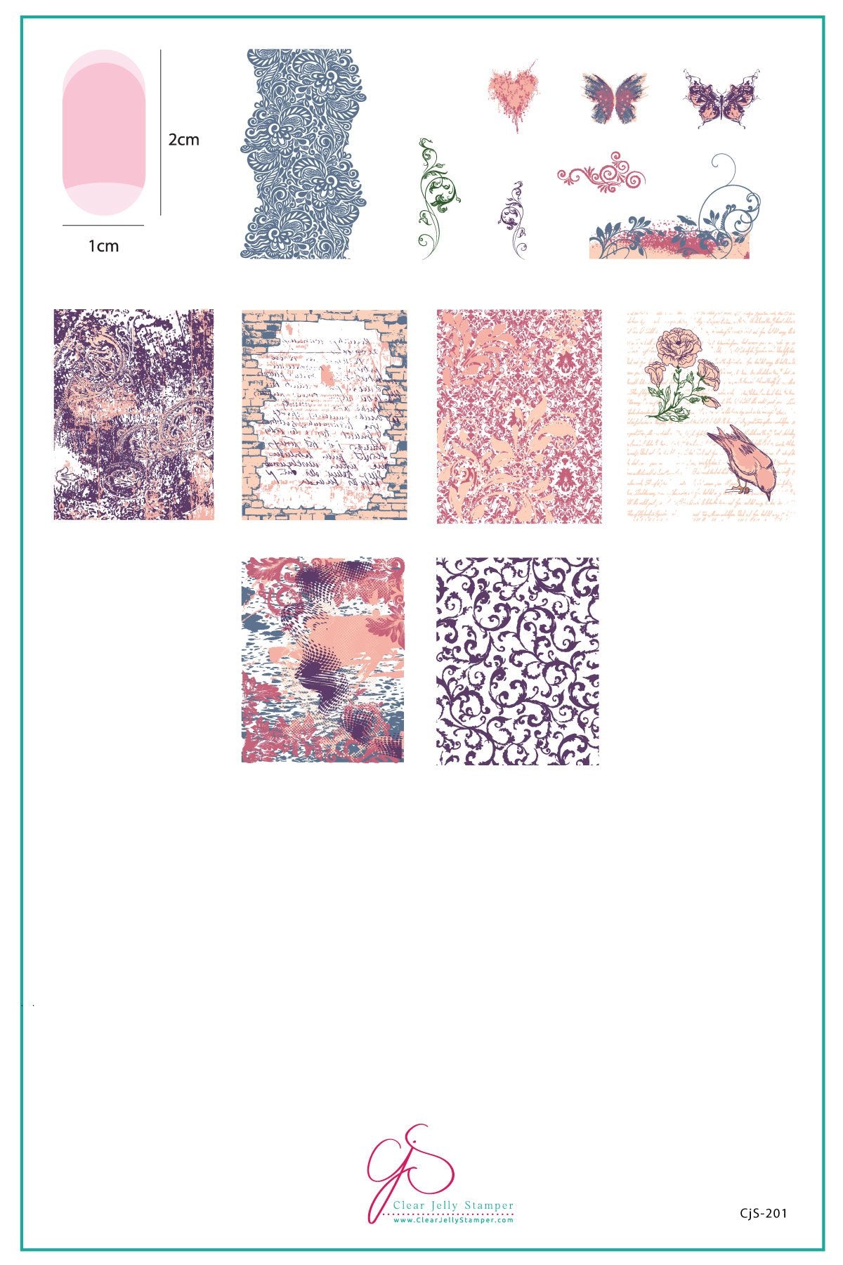 Grunge Series – Chic (CjS-201) - Clear Jelly Stamping Plate Main image