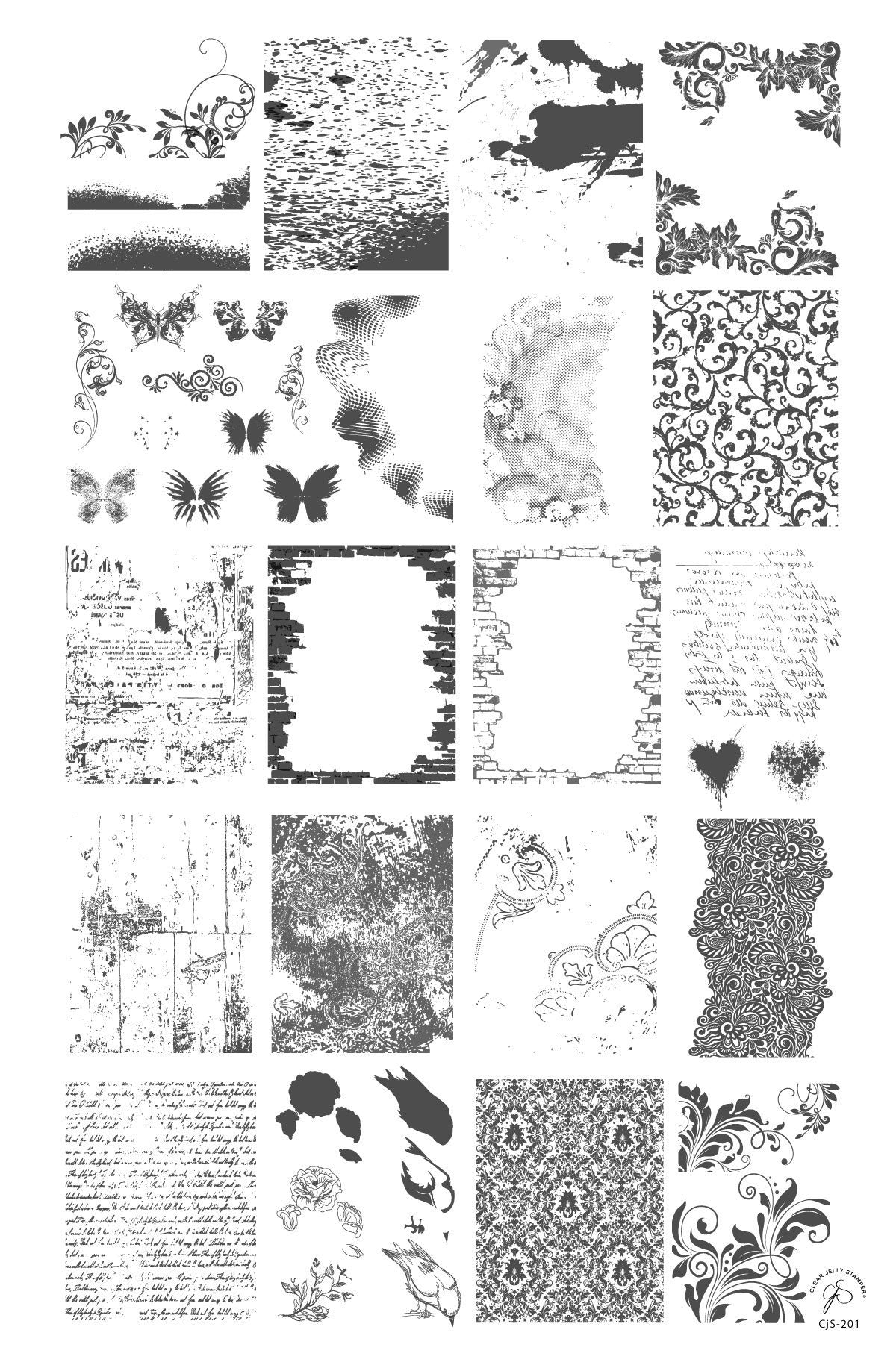 Grunge Series – Chic (CjS-201) - Clear Jelly Stamping Plate