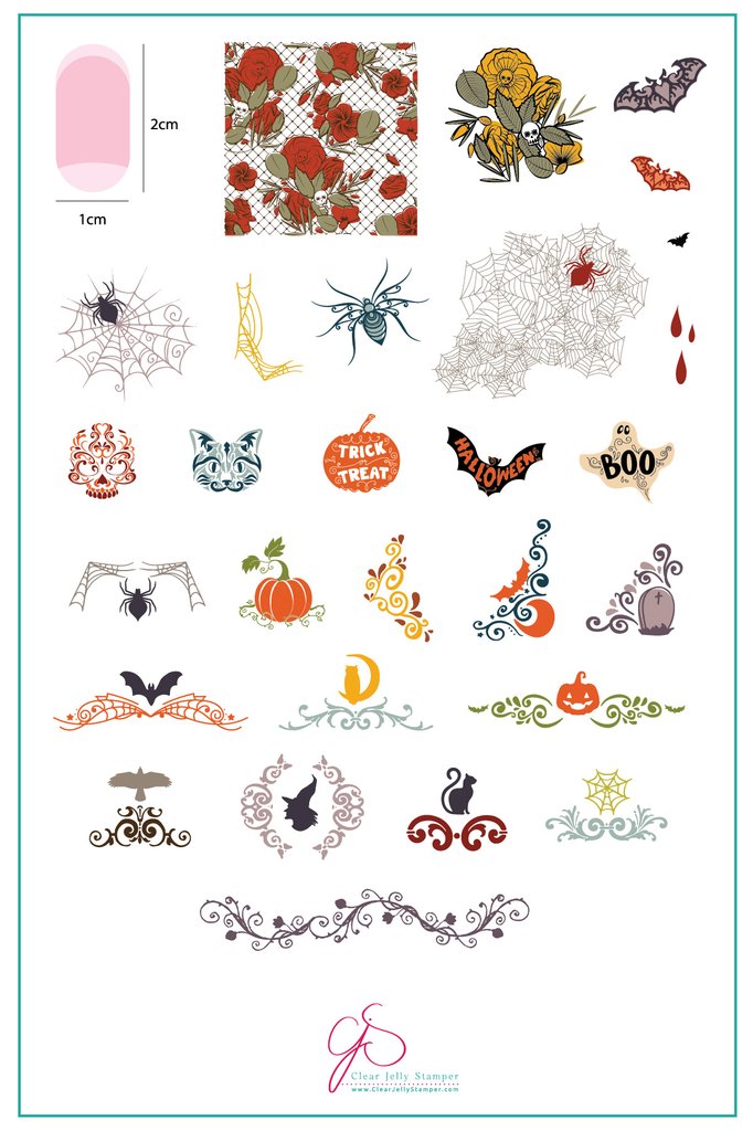 Gurly Swirly Halloween (CjS H-25) - Clear Jelly Stamping Plate Secondary image