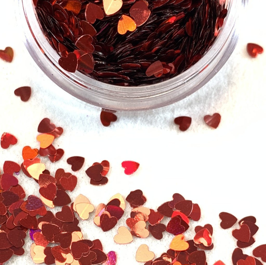 Holo Red Hearts Confetti Glitter