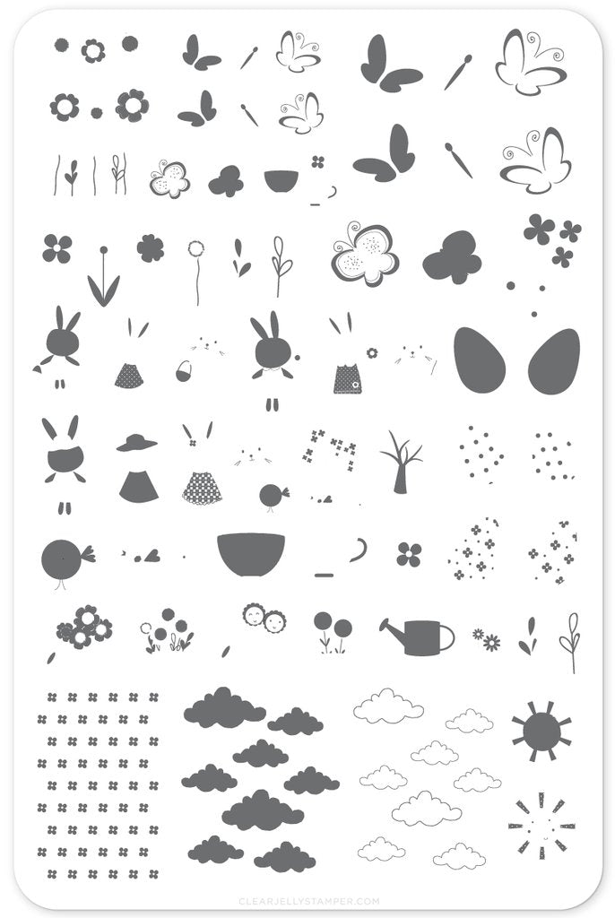 Hop Into Spring (CjSH-16) - Clear Jelly Stamping Plate Main image