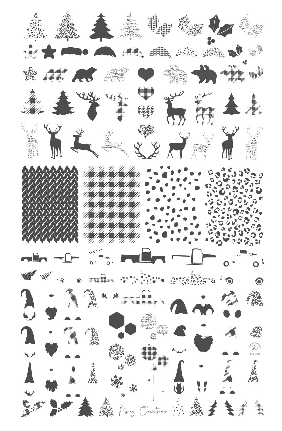 Patterned Holidays (CjS-C60) Steel Nail Art Stamping Plate - Clear Jelly Stamper Secondary image