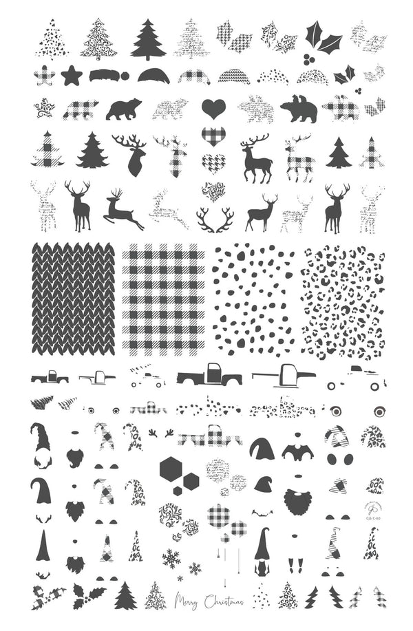 Patterned Holidays (CjS-C60) Steel Nail Art Stamping Plate - Clear Jelly Stamper