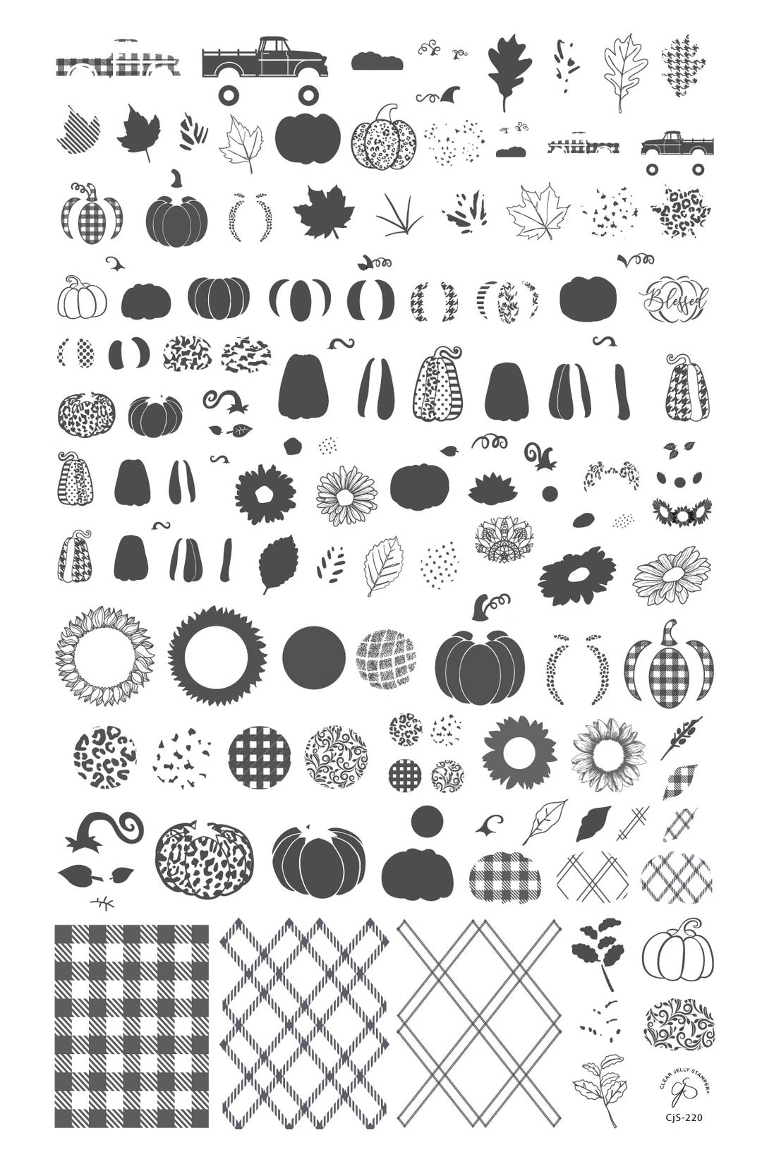 Patterned Pumpkins (CjS-220) - Clear Jelly Stamping Plate