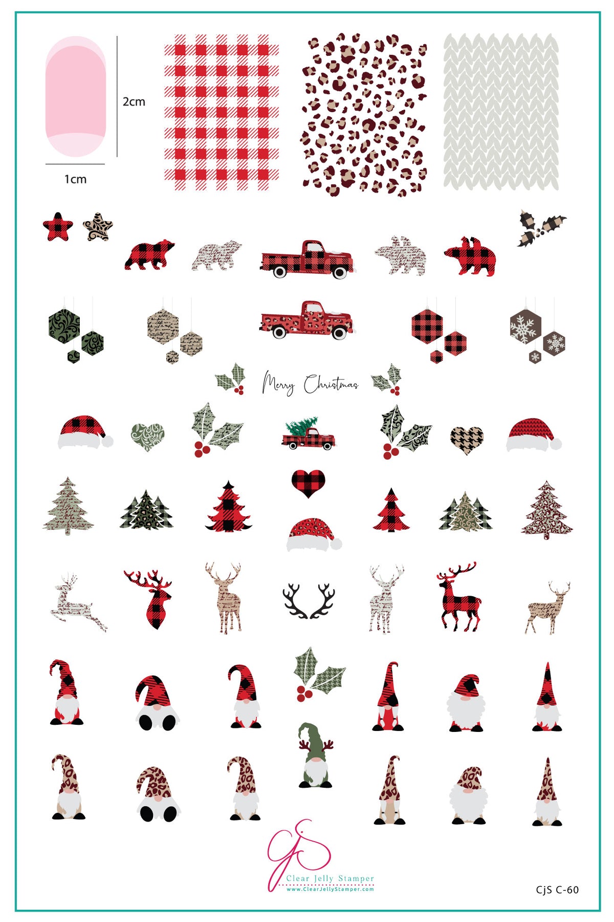 Patterned Holidays (CjS-C60) Steel Nail Art Stamping Plate - Clear Jelly Stamper Main image