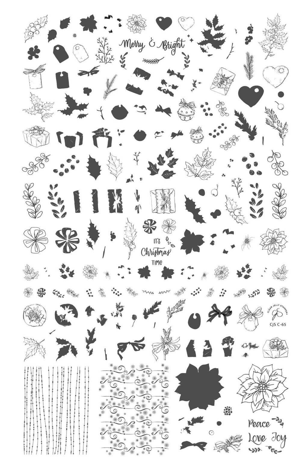Christmas Gifts & Greens (CjSC-65) Steel Nail Art Stamping Plate - Clear Jelly Stamper