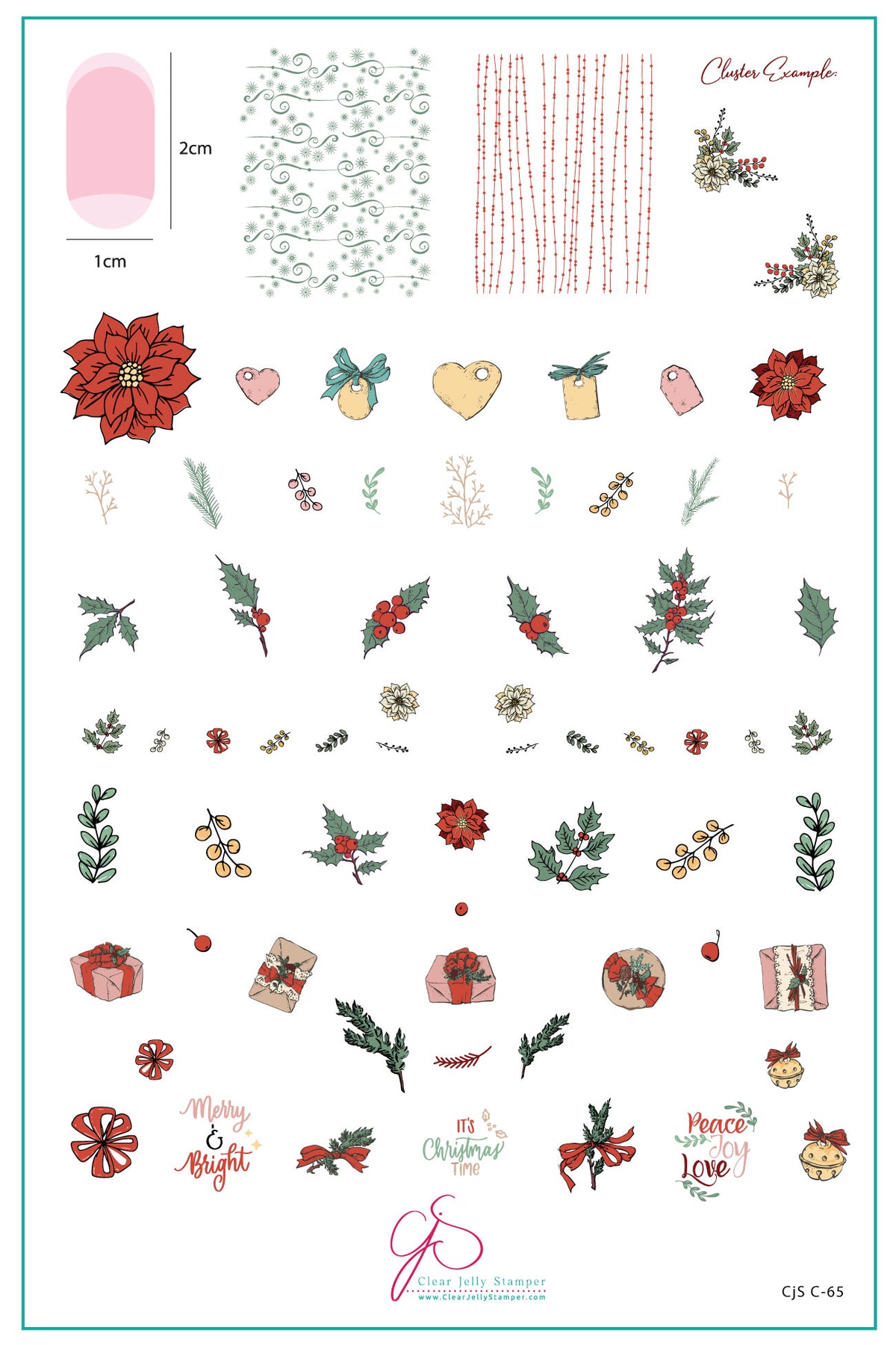 Christmas Gifts & Greens (CjSC-65) Steel Nail Art Stamping Plate - Clear Jelly Stamper