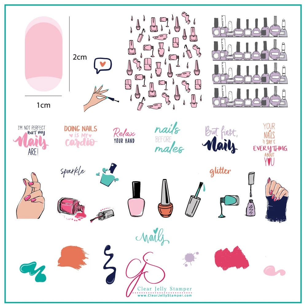 But First, NAILS (CjS-192)  - Medium Clear Jelly Stamping Plate Main image