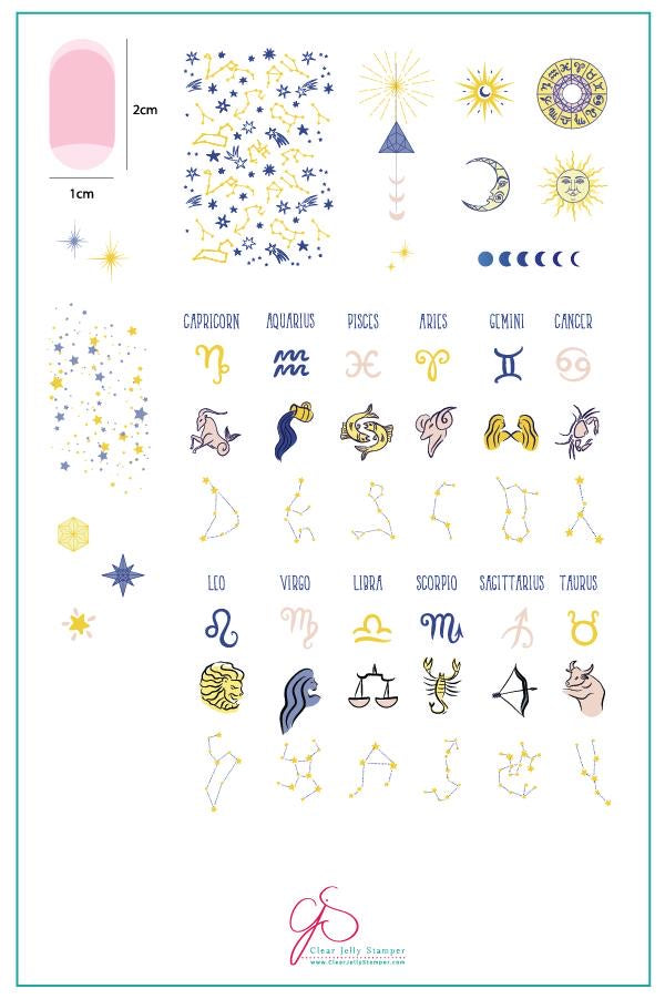 What’s your sign? Zodiac (CjSZ-01) - Clear Jelly Stamping Plate