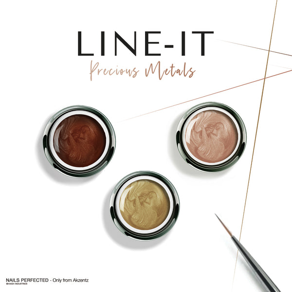 Set of 3 NEW *PRECIOUS MEtALS - Bronze, Rose and Gold METALS* Line-It Colors FULL Size Jars - Gel Play UV/LED