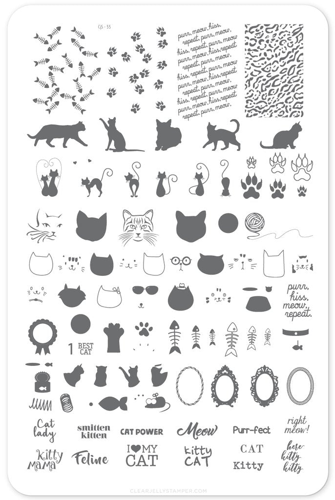 Here Kitty Kitty! (CjS-55) - Clear Jelly Stamping Plate