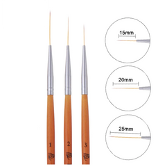 Set of 3 Long Hair Nail Art Liner Brushes