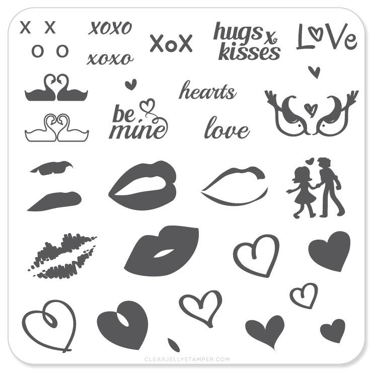 Luscious Lips and Love (CjS V-01) - CJS Small Stamping Plate Main image