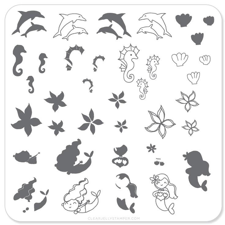 Mermaid Doodle 2 (CjS-25) - CJS Small Stamping Plate Main image