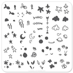 MINI Sea and Stars Doodle (CjS-17) - CJS Small Stamping Plate