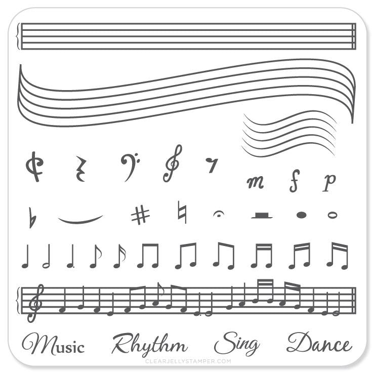 Music and Notes (CjS-11) - CJS Small Stamping Plate Main image