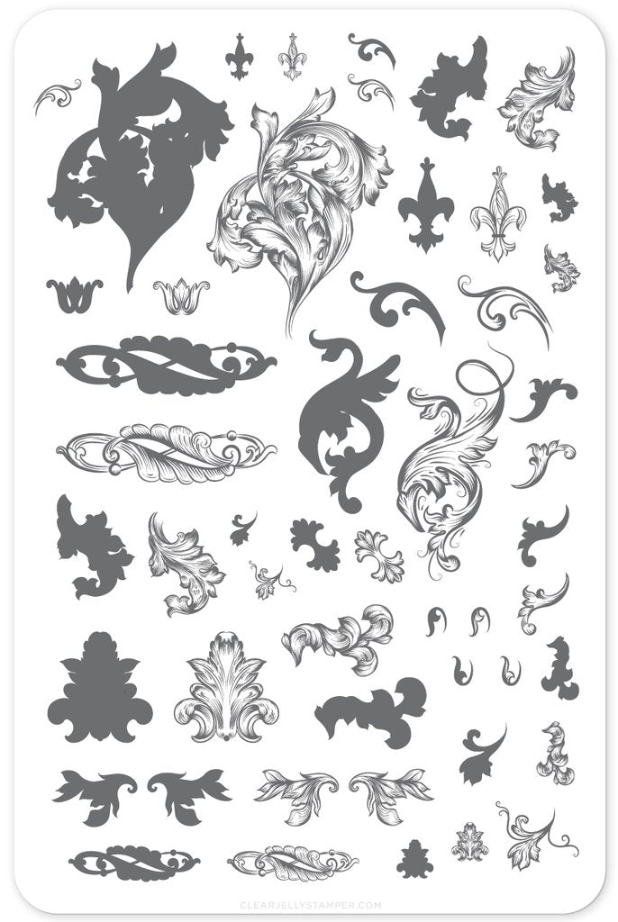 Ornamental Flourish (CjS-45) - Clear Jelly Stamping Plate Secondary image