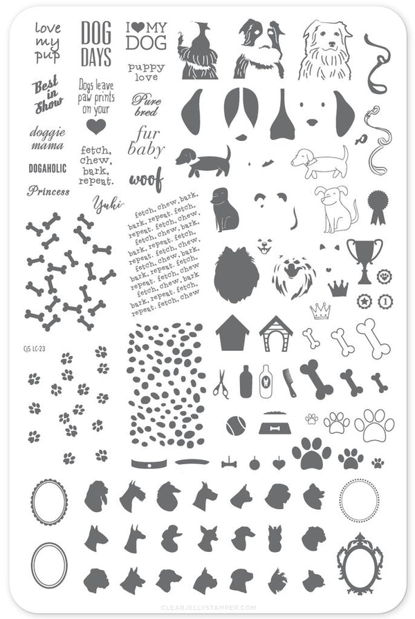 Puppy Love (CjS LC-23 )  - Clear Jelly Stamping Plate