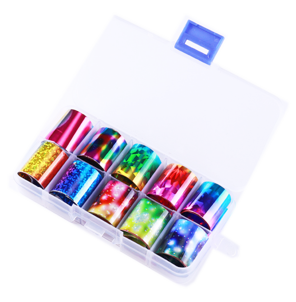 Rainbow and Galaxy Effect Foil Set of 10 in Case