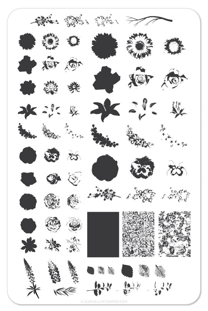 Roses Floral Garden (CjSLC-13) - Clear Jelly Stamping Plate Main image