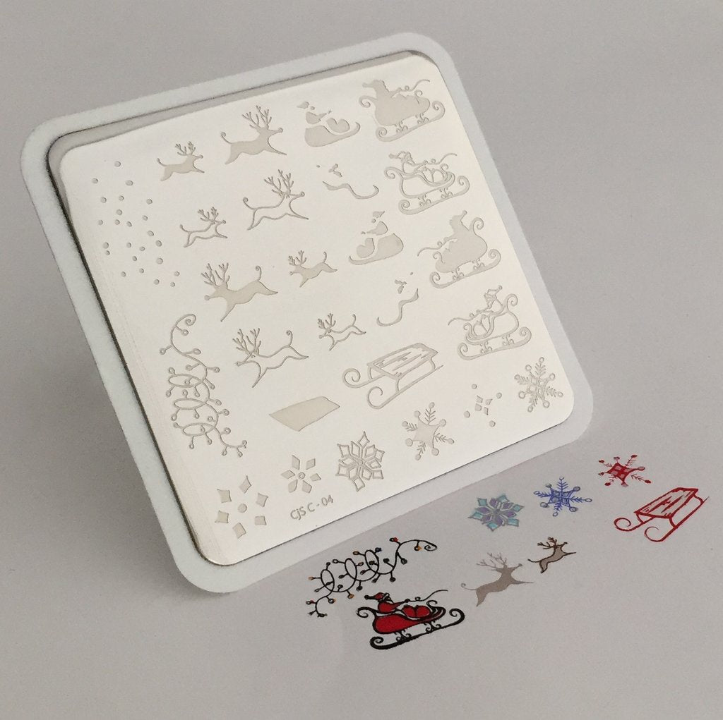 Santa's Sleigh Christmas Plate (CjSC-04)  - CJS Small Stamping Plate Secondary image