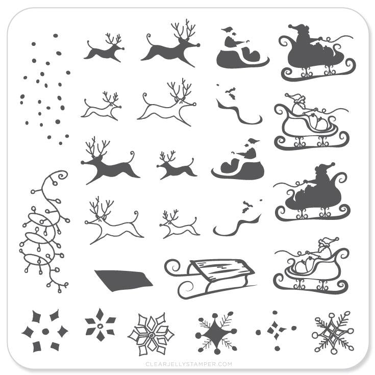Santa's Sleigh Christmas Plate (CjSC-04)  - CJS Small Stamping Plate Main image