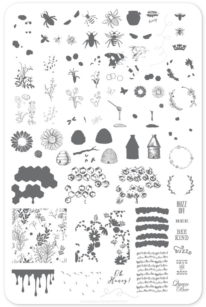 Save the Bees! (CjS-68) - Clear Jelly Stamping Plate