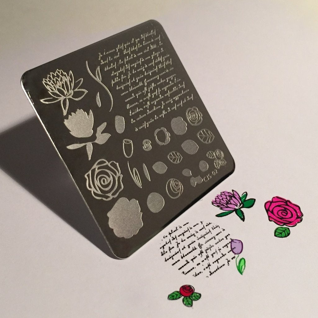 Simple Rose and Script - CJS Small Stamping Plate Secondary image