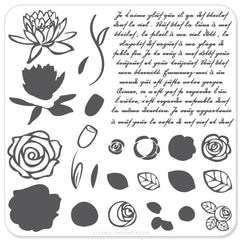 Simple Rose and Script - CJS Small Stamping Plate