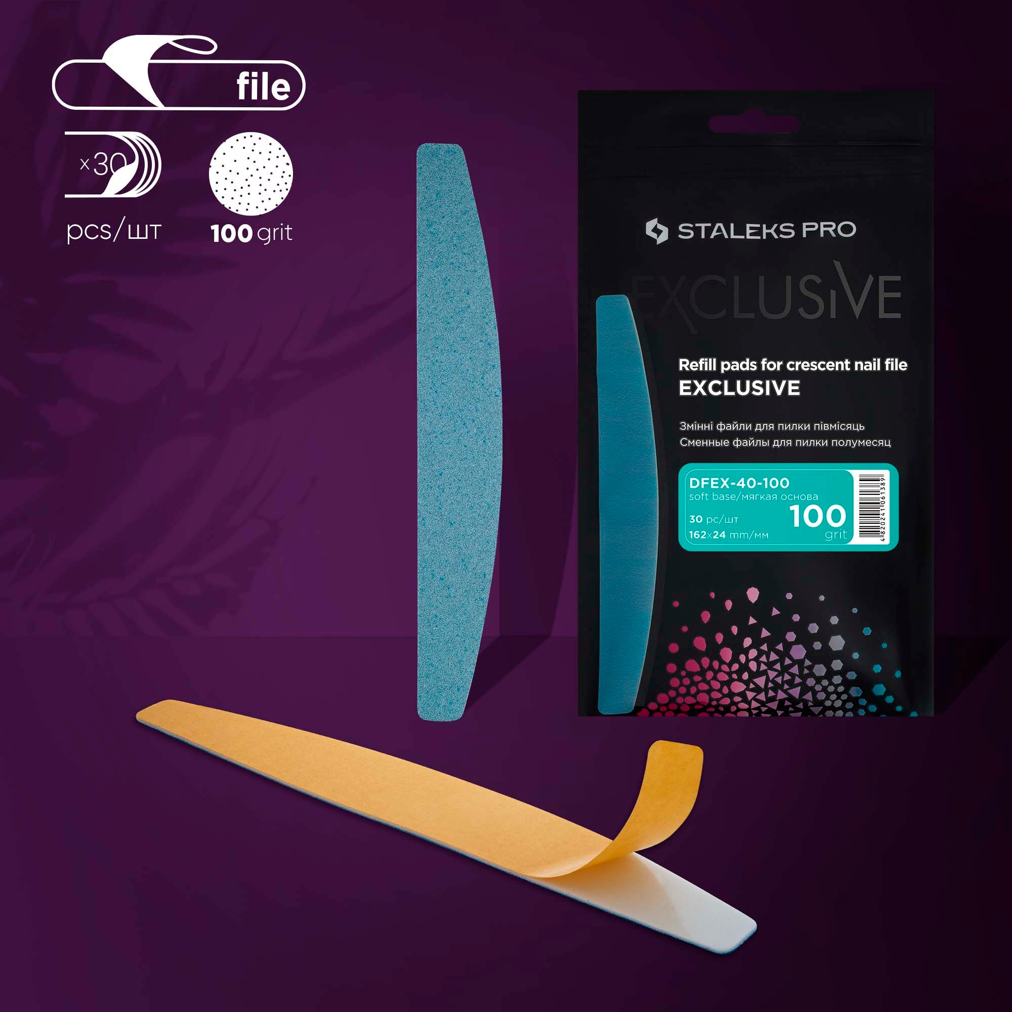 EXCLUSIVE Nail File Half Moon / Crescent PADDED Refills - Fits Expert 40 Metal File - 30 pieces Secondary image