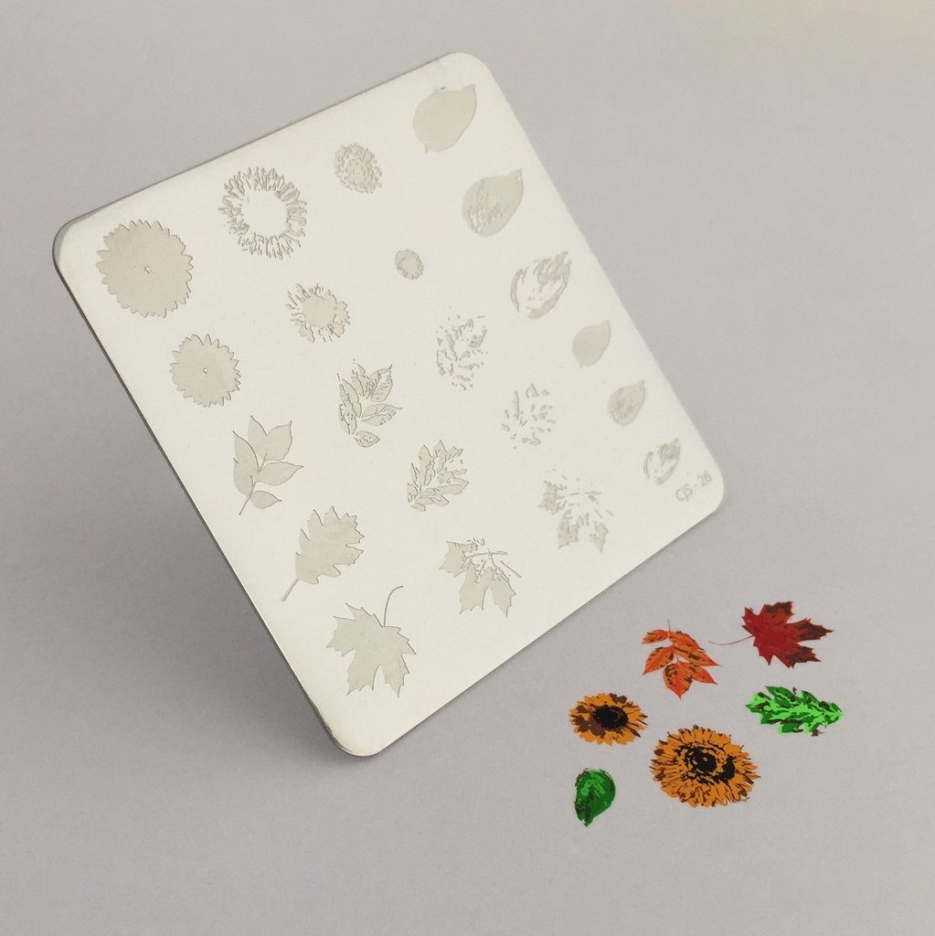 Sunflower and Leaves (CjS-26) - CJS Small Stamping Plate