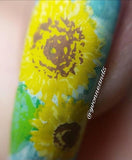 Sunflower and Leaves (CjS-26) - CJS Small Stamping Plate