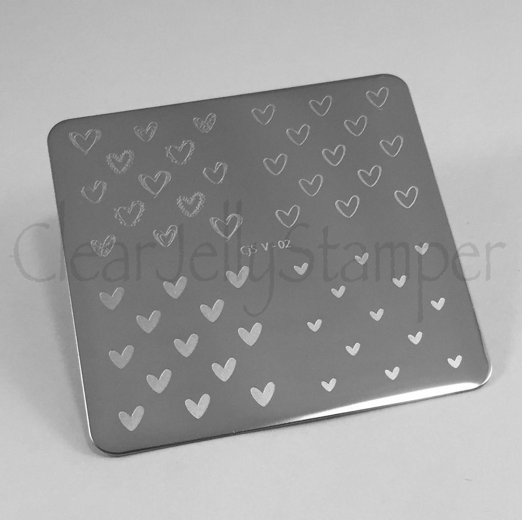 Super Cute Hearts (CjS V-02) - CJS Small Stamping Plate