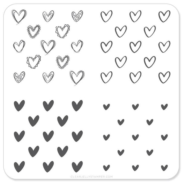 Super Cute Hearts (CjS V-02) - CJS Small Stamping Plate