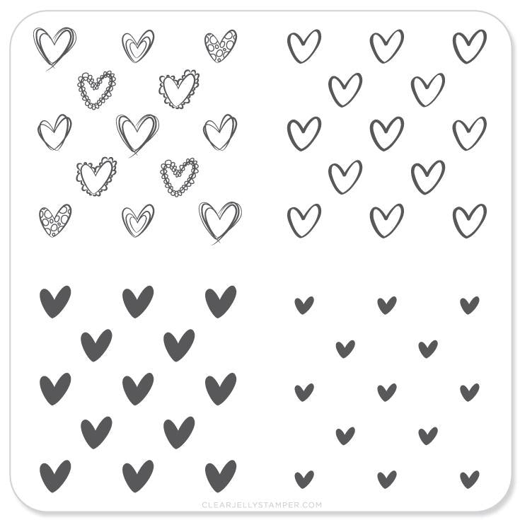 Super Cute Hearts (CjS V-02) - CJS Small Stamping Plate