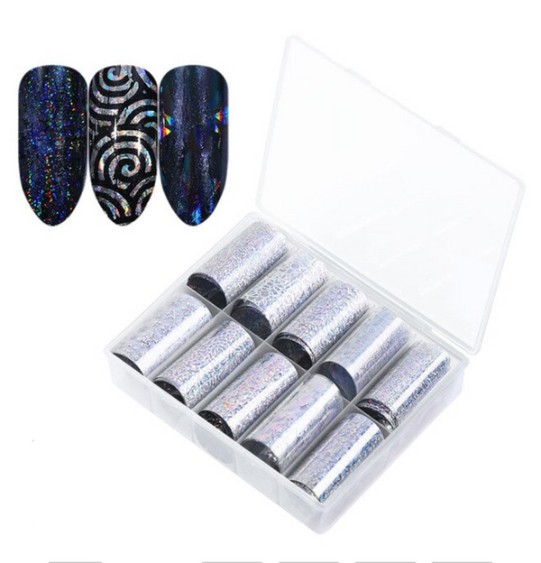SUPER HOLO Silver Clear Foil Set