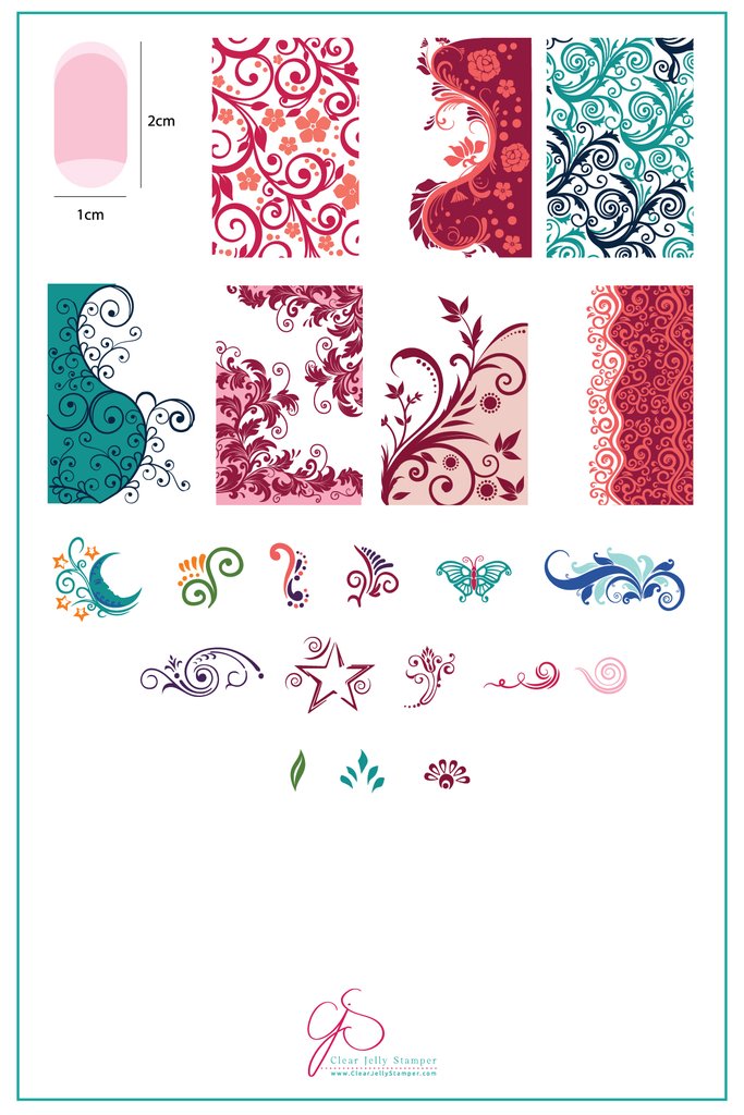Sweet Swirls (CjS-48)  - Clear Jelly Stamping Plate Main image