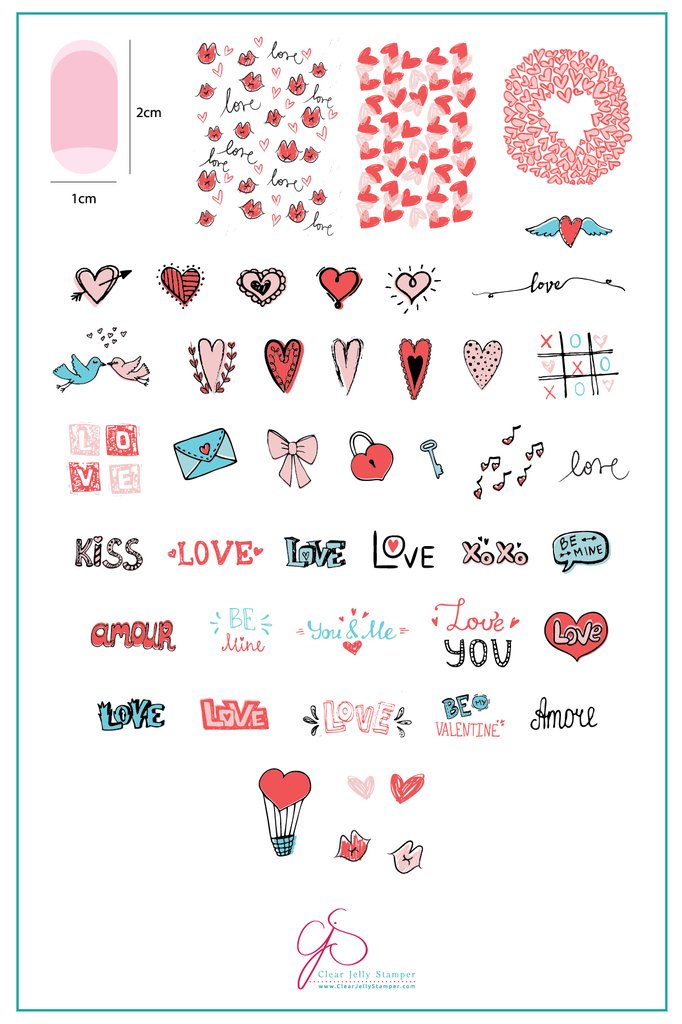 LoVe Notes (CjS V-12)  - Clear Jelly Stamping Plate