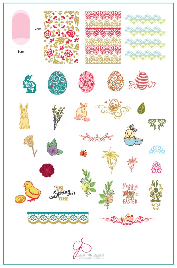 Victorian Easter  (CjSH-09) - Clear Jelly Stamping Plate Main image